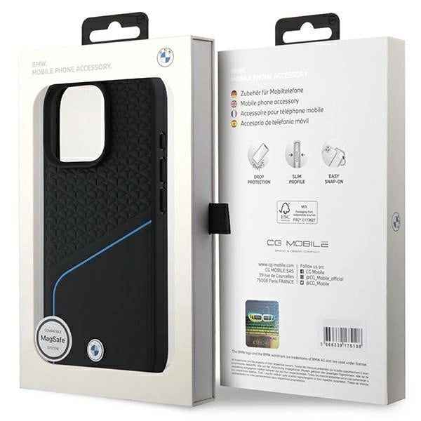 BMW Signature Leather Textured & Line MagSafe iPhone 16 Pro Case - Black_7