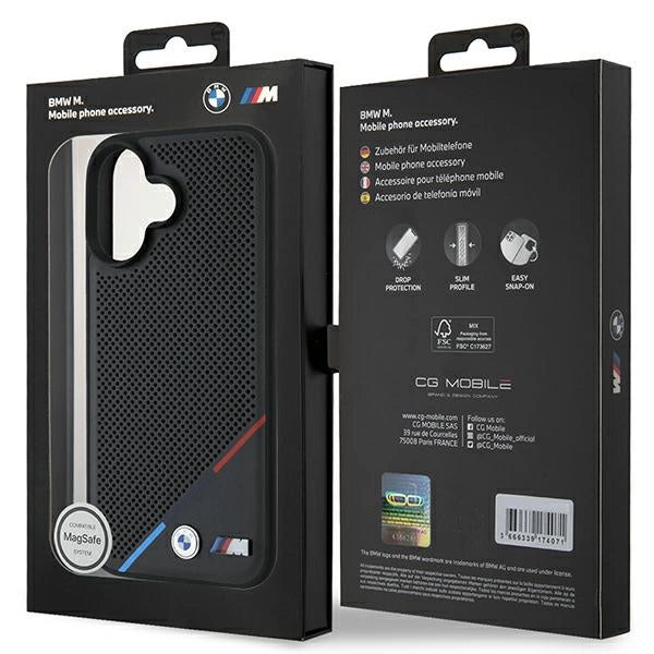 BMW M Perforated Tricolor Line MagSafe Case for iPhone 16 Plus - Black_7