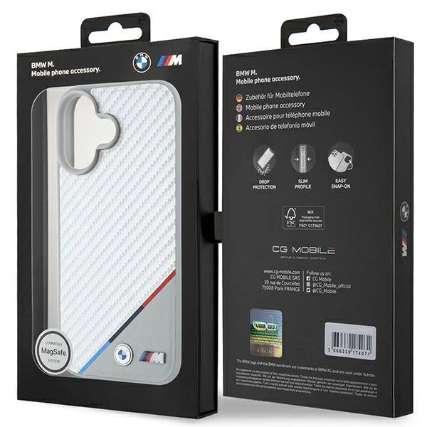 BMW M Carbon Tricolor Line MagSafe iPhone 16 Case - Gray_7