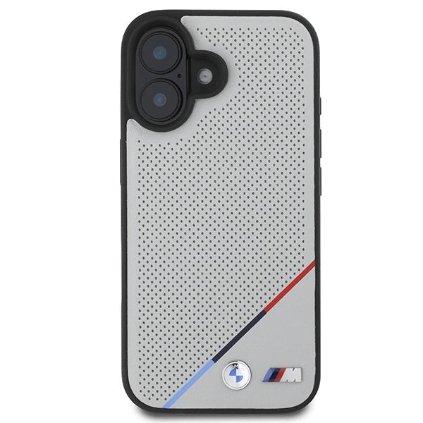 BMW M Perforated Tricolor Line MagSafe iPhone 16 Case - Gray_2