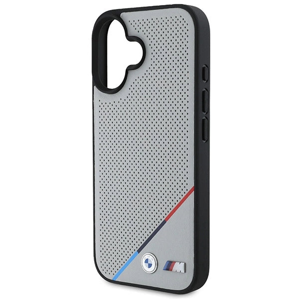 BMW M Perforated Tricolor Line MagSafe iPhone 16 Case - Gray_5
