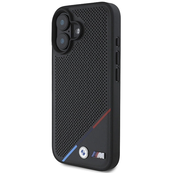 BMW M Perforated Tricolor Line MagSafe iPhone 16 Case - Black_1