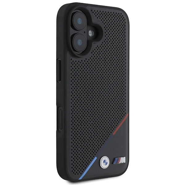 BMW M Perforated Tricolor Line MagSafe iPhone 16 Case - Black_3