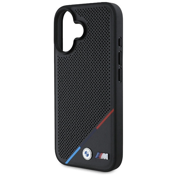 BMW M Perforated Tricolor Line MagSafe iPhone 16 Case - Black_5
