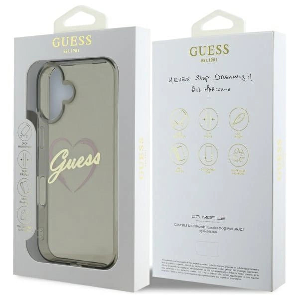 Guess IML Heart Case for iPhone 16 Plus - Black_7