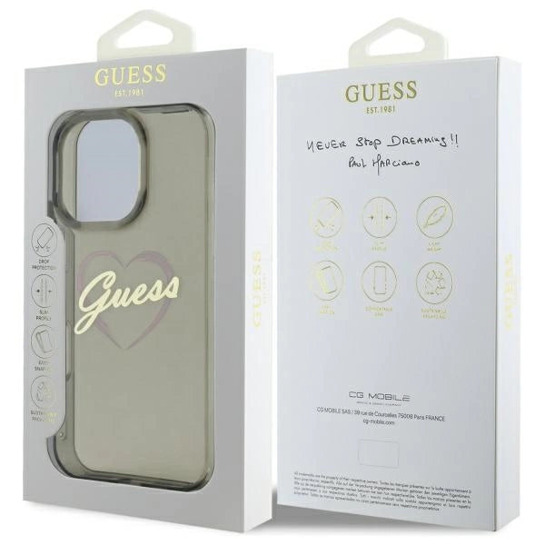 Guess IML Heart Case for iPhone 16 Pro Max - Black_7
