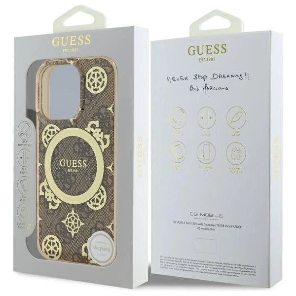 Guess IML Peony On 4G Background MagSafe Case for iPhone 16 Pro - Brown_7
