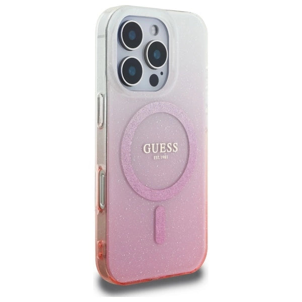 Guess IML Glitter Gradient MagSafe Case for iPhone 16 Pro - Pink_3