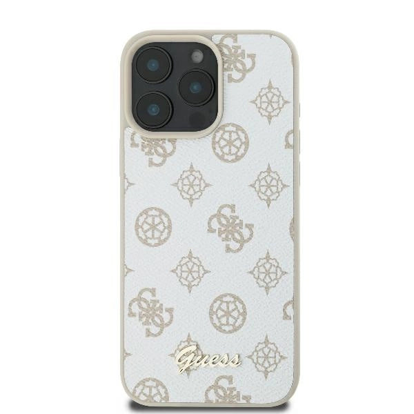 Guess Peony Script Logo MagSafe iPhone 16 Pro Case - White_2