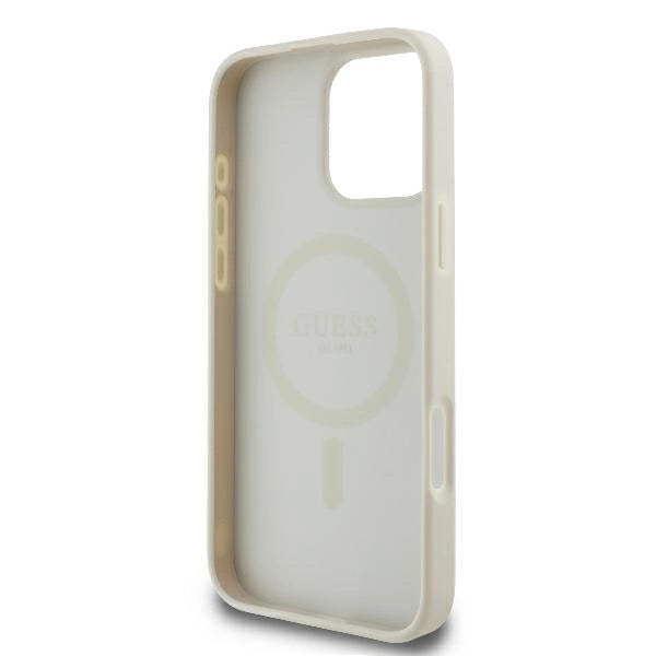Guess Peony Script Logo MagSafe iPhone 16 Pro Case - White_6