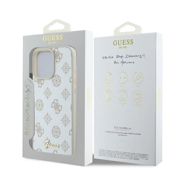 Guess Peony Script Logo MagSafe iPhone 16 Pro Case - White_7