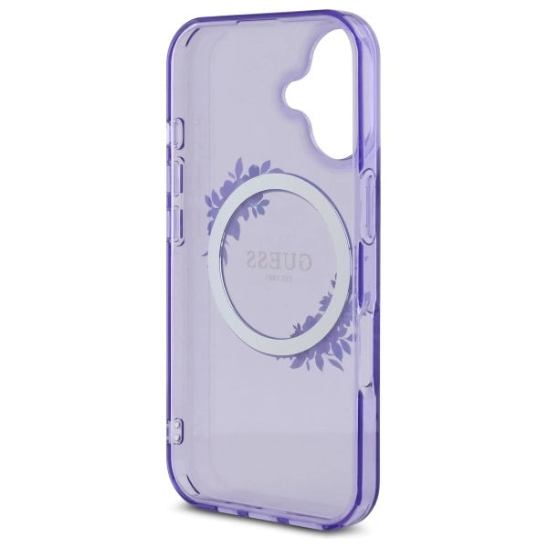 Guess IML Flowers Wreath MagSafe iPhone 16 Case - Purple_6