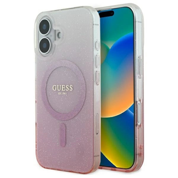 Guess IML Glitter Gradient MagSafe iPhone 16 Case - Pink_0