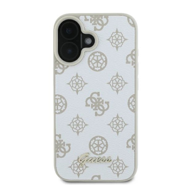 Guess Peony Script Logo MagSafe iPhone 16 Case - White_2