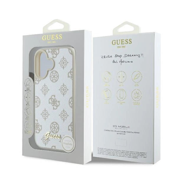 Guess Peony Script Logo MagSafe iPhone 16 Case - White_7