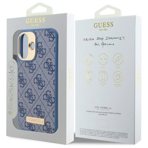 Guess 4G Logo Plate MagSafe iPhone 16 Case - Blue_7