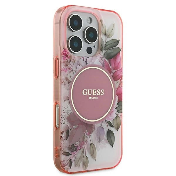 Guess IML Flower & Tonal Circle MagSafe iPhone 16 Pro Max Case - Pink_3