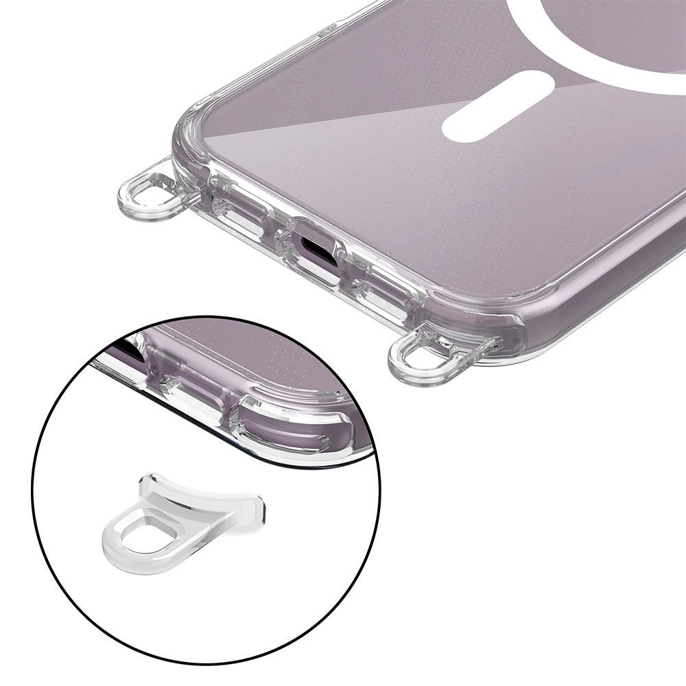 Tech-Protect FlexAir Chain MagSafe iPhone 16 Case - Clear + 2 Lanyards (Black & Taupe)_1