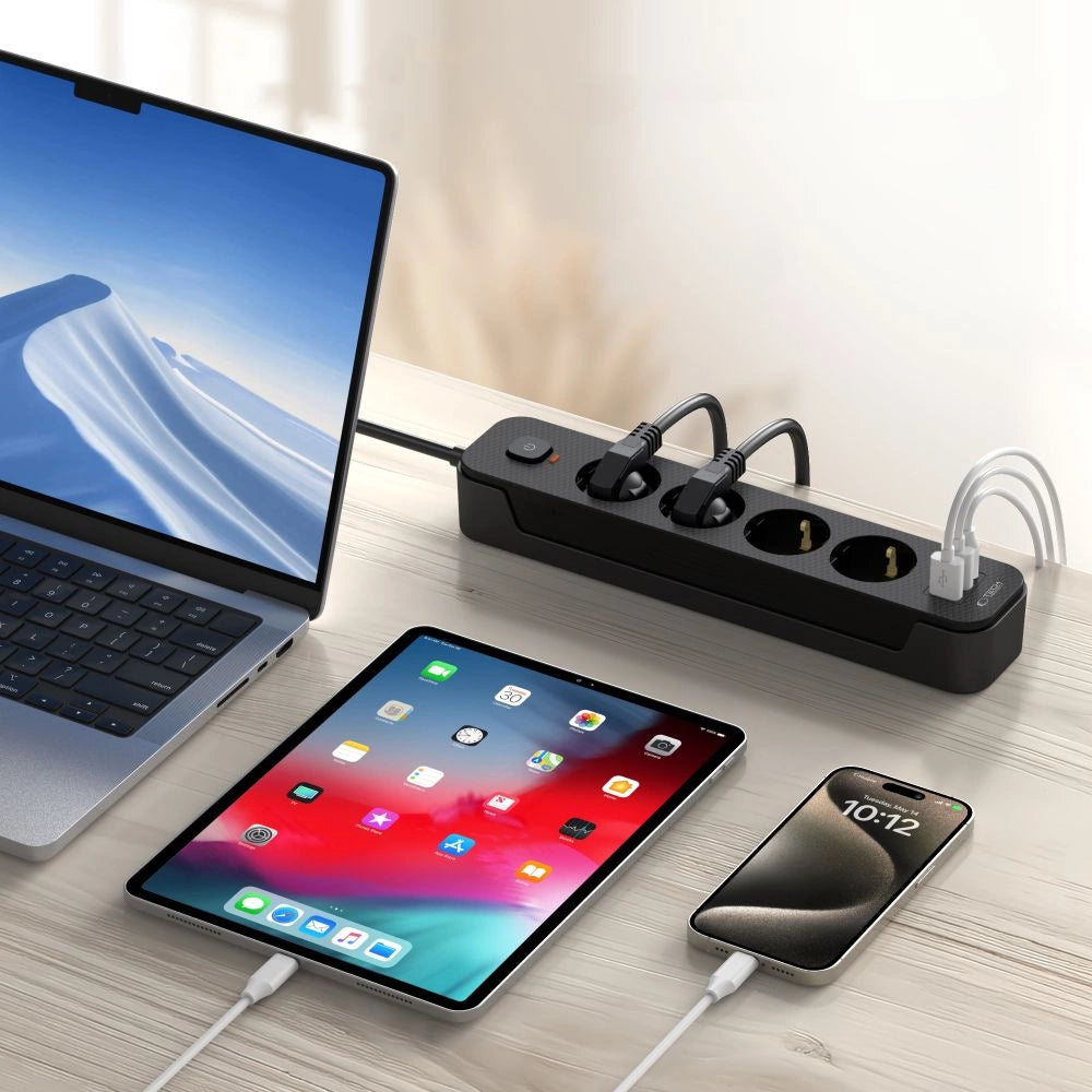 Tech-Protect PCL4X3 Power Strip 4 Sockets 240V + 2xUSB-A + 1xUSB-C 200 cm - Black_5