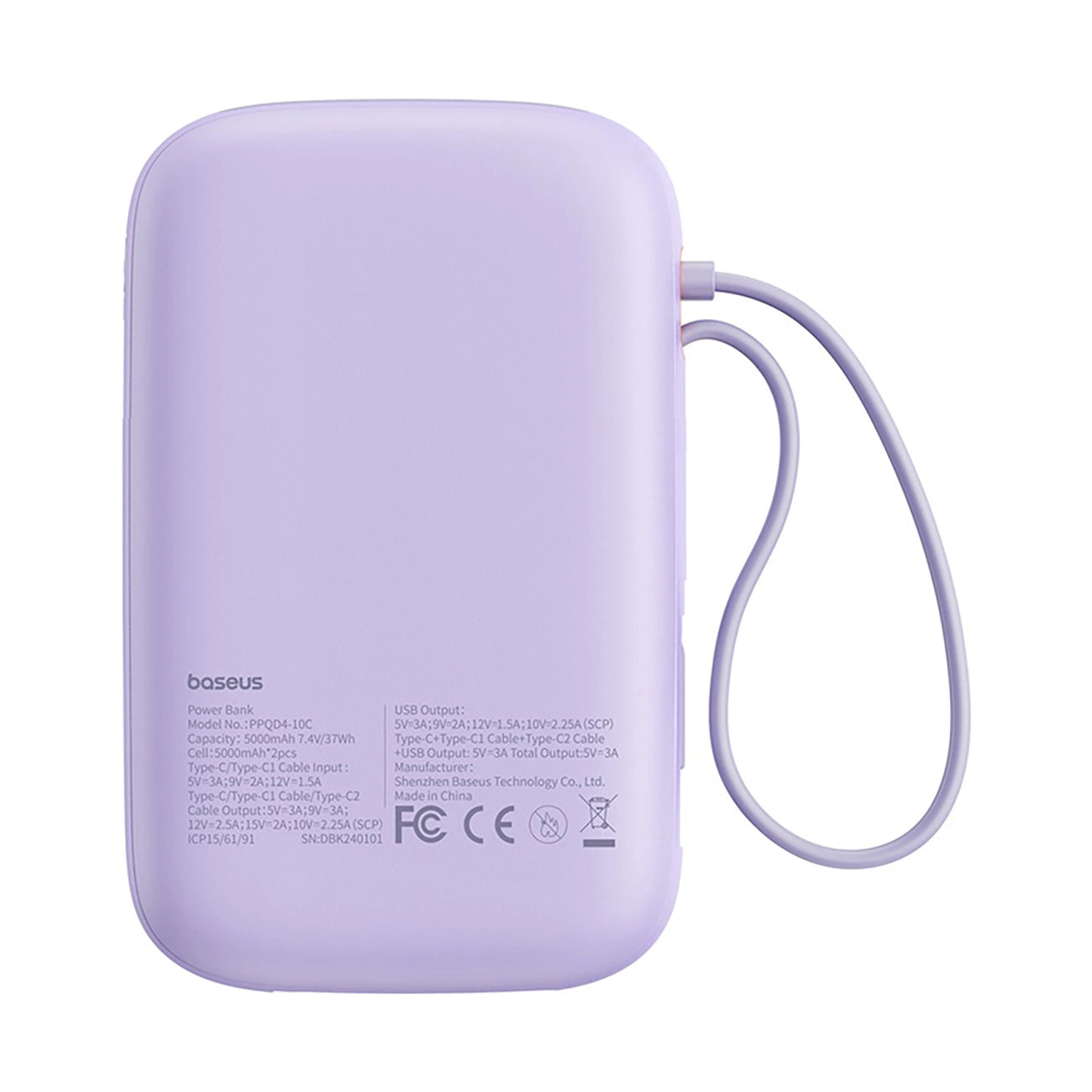 Baseus QPow 2 30W 10000mAh Power Bank with Built-in USB-C Cables - Purple_2