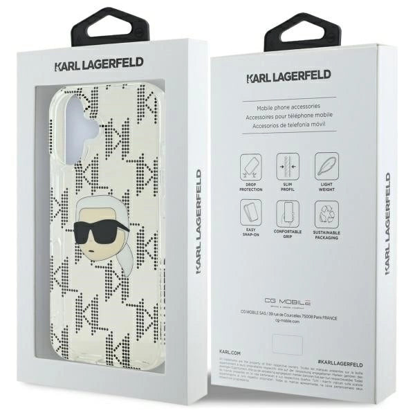 Karl Lagerfeld IML Karl Head Electroplated iPhone 16 Case - Clear_7