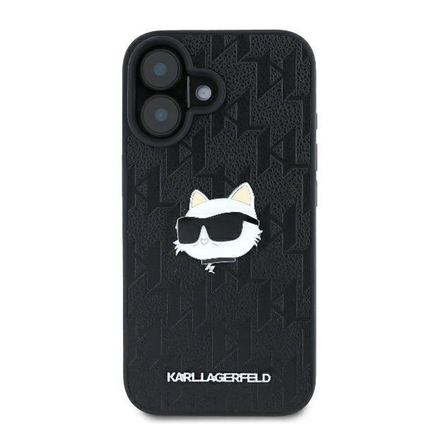 Karl Lagerfeld Monogram Choupette Head Pin iPhone 16 Case - Black_2