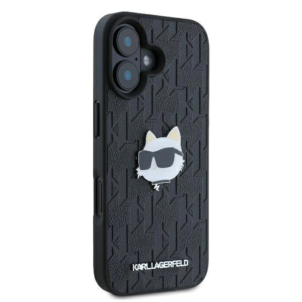 Karl Lagerfeld Monogram Choupette Head Pin iPhone 16 Case - Black_3