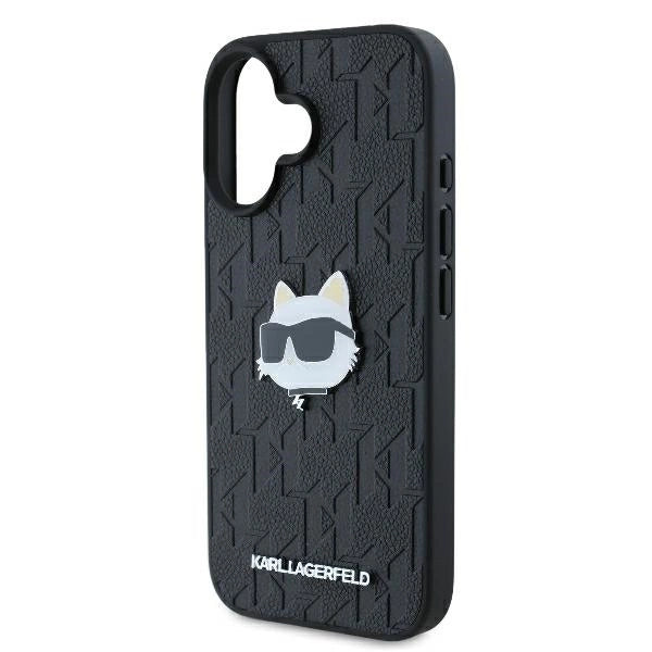 Karl Lagerfeld Monogram Choupette Head Pin iPhone 16 Case - Black_5