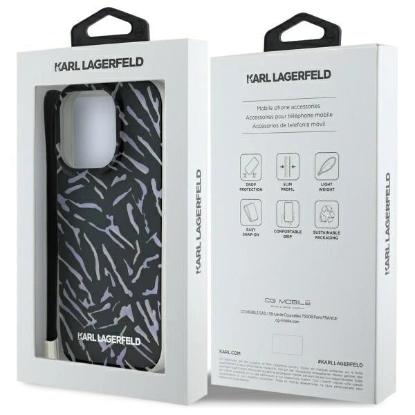 Karl Lagerfeld Zebra With Cord iPhone 16 Pro Max Case - Purple_6