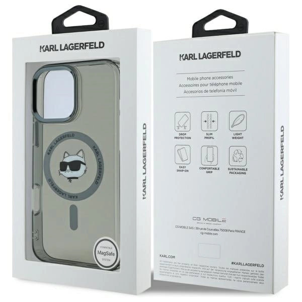 Karl Lagerfeld IML Metal Choupette Head MagSafe iPhone 16 Pro Case - Black_7