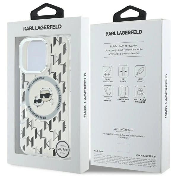 Karl Lagerfeld IML Monogram Karl & Choupette Head MagSafe iPhone 16 Pro Case - Clear_7