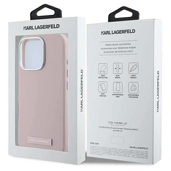 Karl Lagerfeld FW Metal Plate MagSafe iPhone 16 Pro Case - Pink_7