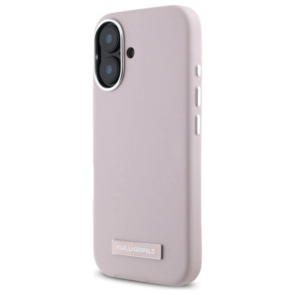 Karl Lagerfeld FW Metal Plate MagSafe iPhone 16 Case - Pink_1