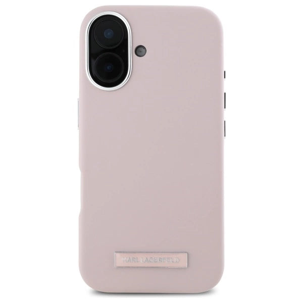 Karl Lagerfeld FW Metal Plate MagSafe iPhone 16 Case - Pink_2