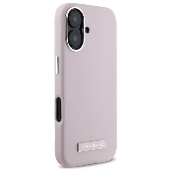 Karl Lagerfeld FW Metal Plate MagSafe iPhone 16 Case - Pink_3