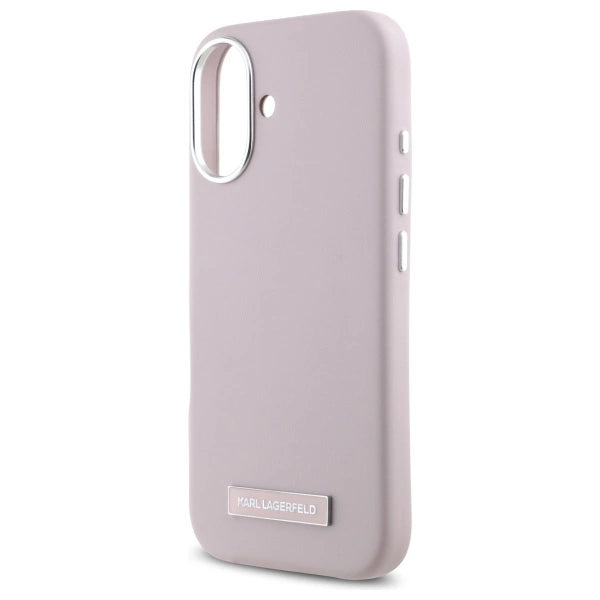 Karl Lagerfeld FW Metal Plate MagSafe iPhone 16 Case - Pink_5