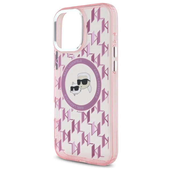 Karl Lagerfeld IML Monogram Karl & Choupette Head MagSafe Case for iPhone 16 Pro Max - Pink_5