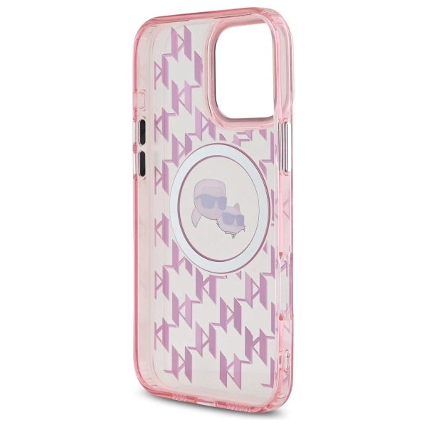Karl Lagerfeld IML Monogram Karl & Choupette Head MagSafe Case for iPhone 16 Pro Max - Pink_6