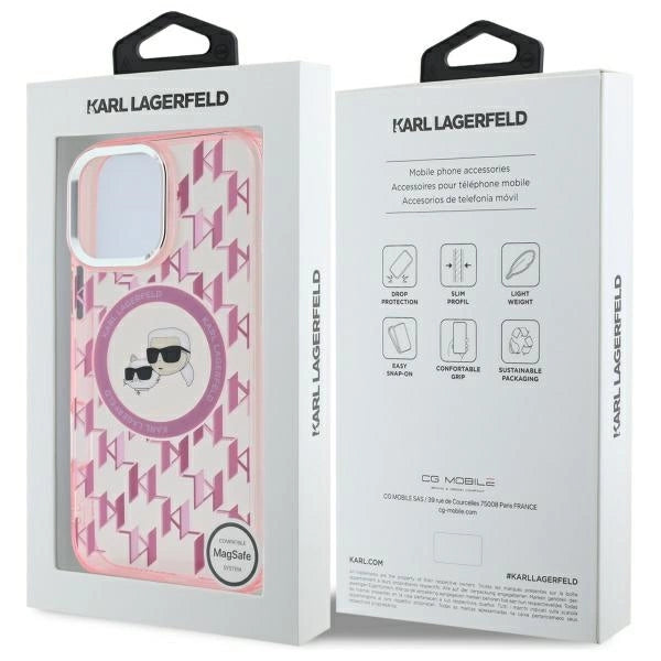 Karl Lagerfeld IML Monogram Karl & Choupette Head MagSafe Case for iPhone 16 Pro Max - Pink_7