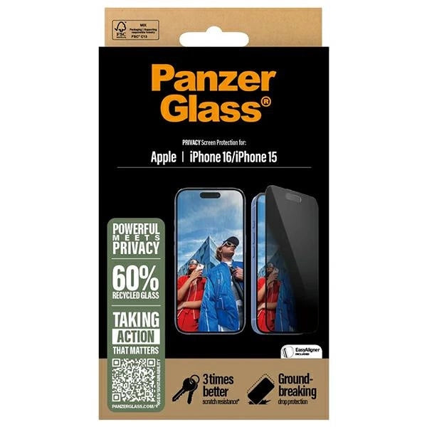 PanzerGlass Privacy Screen Protector iPhone 16 6.1" Ultra-Wide Fit P2861_3