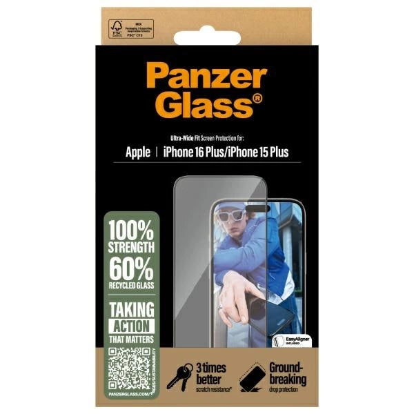 PanzerGlass Screen Protector iPhone 16 Plus 6.7" Ultra-Wide Fit 2863_3