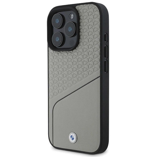 BMW Sign Leather Textured and Line MagSafe iPhone 16 Pro Case - Gray_1
