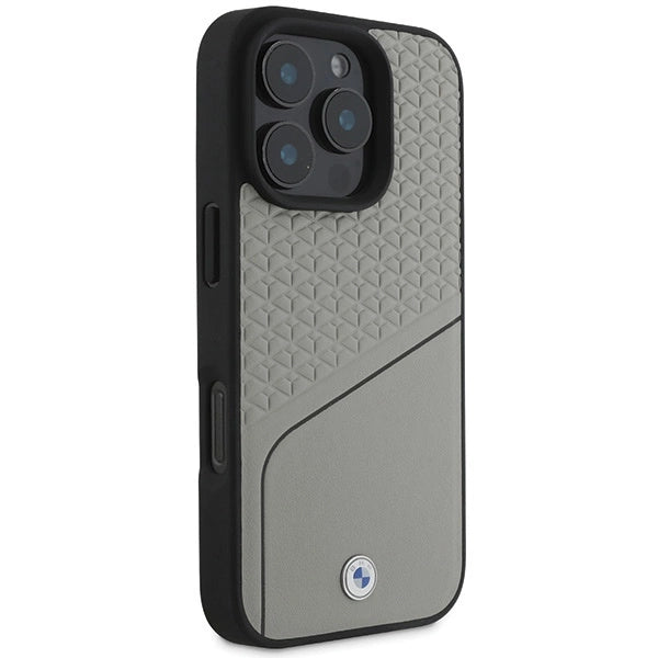 BMW Sign Leather Textured and Line MagSafe iPhone 16 Pro Case - Gray_3