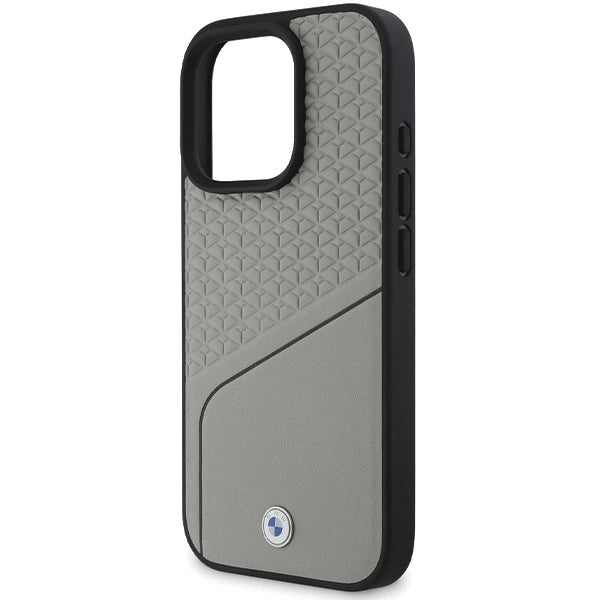 BMW Sign Leather Textured and Line MagSafe iPhone 16 Pro Case - Gray_4