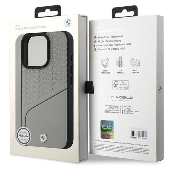 BMW Sign Leather Textured and Line MagSafe iPhone 16 Pro Case - Gray_6