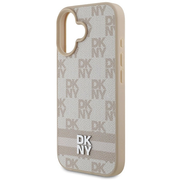 DKNY Checkered Pattern & Printed Stripes iPhone 16 Case - Pink_5