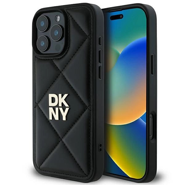 DKNY Quilted Stack Logo iPhone 16 Pro Max Case - Black_0
