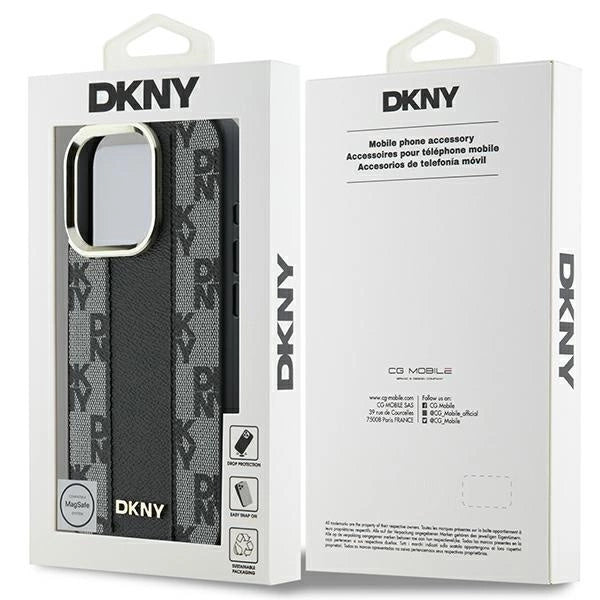 DKNY Checkered Pattern Magsafe iPhone 16 Pro Case - Black_7