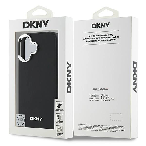 DKNY Plain Silver Logo MagSafe iPhone 16 Case - Black_7