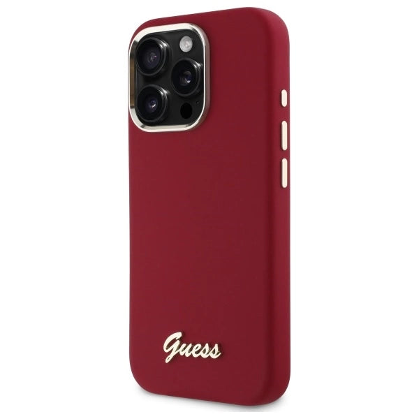 Guess Silicone Script Metal Logo iPhone 16 Pro Case - Pink_1